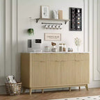 Madia Credenza con Fianchi Scanalati, 3 Cassetti e Ripiani Regolabili, Mobile TV Moderno Largo 150 cm per Soggiorno