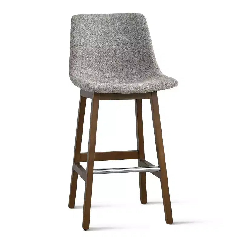 Sgabelli da Bar Mid-Century Modern con Schienale, Sedie Alte Imbottite da 71 cm con Gambe in Legno Massello