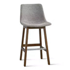 Sgabelli da Bar Mid-Century Modern con Schienale, Sedie Alte Imbottite da 71 cm con Gambe in Legno Massello