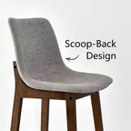 Sgabelli da Bar Mid-Century Modern con Schienale, Sedie Alte Imbottite da 71 cm con Gambe in Legno Massello