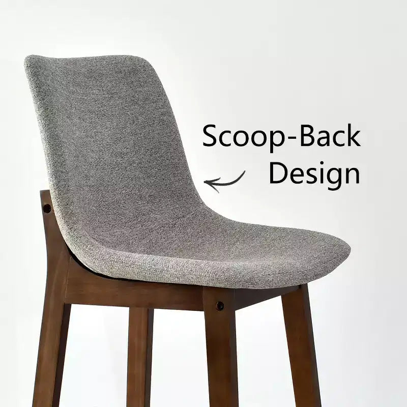 Sgabelli da Bar Mid-Century Modern con Schienale, Sedie Alte Imbottite da 71 cm con Gambe in Legno Massello