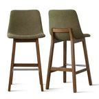 Sgabelli da Bar Mid-Century Modern con Schienale, Sedie Alte Imbottite da 71 cm con Gambe in Legno Massello