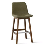 Sgabelli da Bar Mid-Century Modern con Schienale, Sedie Alte Imbottite da 71 cm con Gambe in Legno Massello