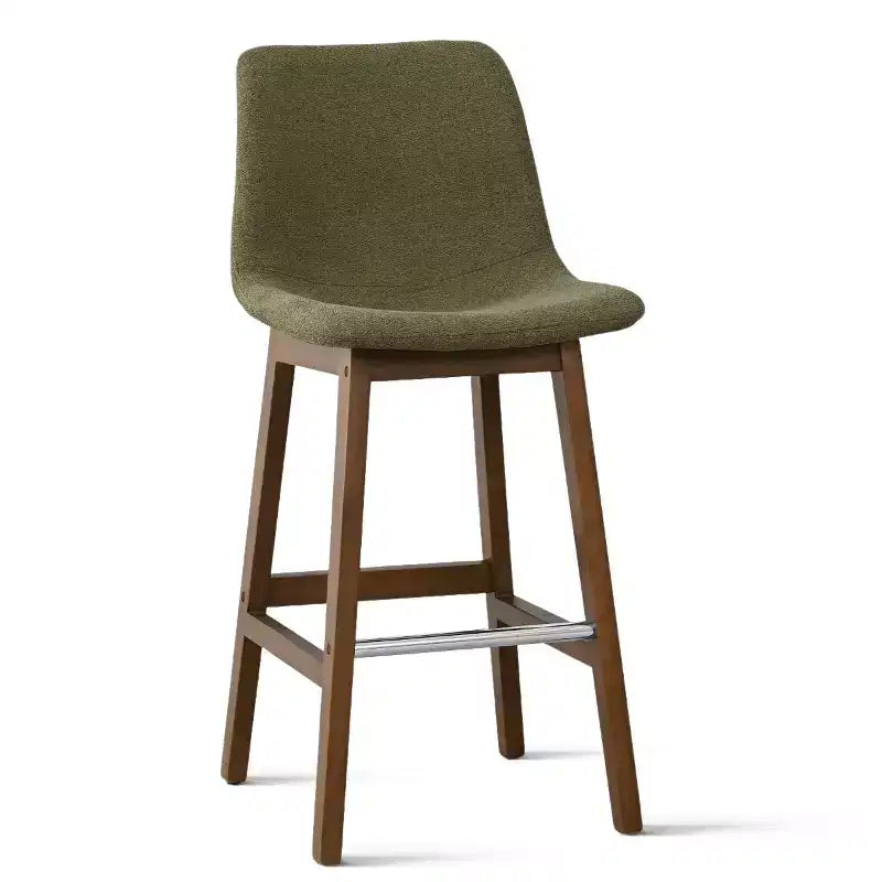 Sgabelli da Bar Mid-Century Modern con Schienale, Sedie Alte Imbottite da 71 cm con Gambe in Legno Massello