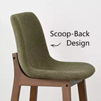Sgabelli da Bar Mid-Century Modern con Schienale, Sedie Alte Imbottite da 71 cm con Gambe in Legno Massello