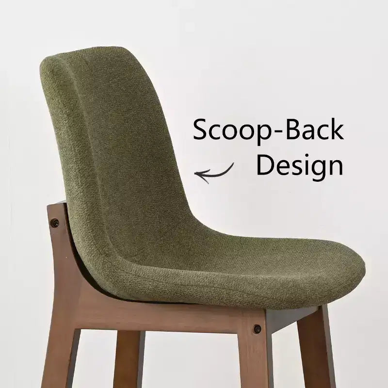 Sgabelli da Bar Mid-Century Modern con Schienale, Sedie Alte Imbottite da 71 cm con Gambe in Legno Massello