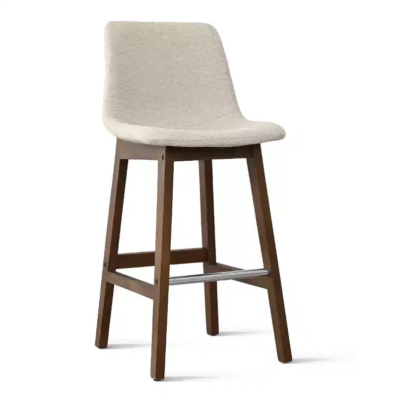 Sgabelli da Bar Mid-Century Modern con Schienale, Sedie Alte Imbottite da 71 cm con Gambe in Legno Massello