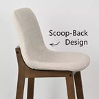 Sgabelli da Bar Mid-Century Modern con Schienale, Sedie Alte Imbottite da 71 cm con Gambe in Legno Massello