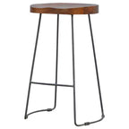 Sedia da bar da 30" marrone e nera in legno massello e ferro, altezza bar