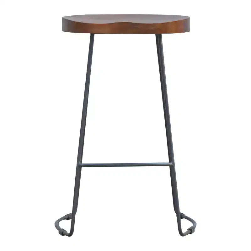 Sedia da bar da 30" marrone e nera in legno massello e ferro, altezza bar