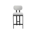 HomeRoots Set of Two 26 White and Black Fabric and Metal Counter Height Bar Chairs