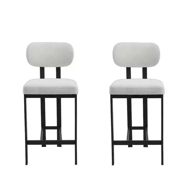 Sgabelli da bar da 26" con altezza da bancone in tessuto bianco e nero e metallo