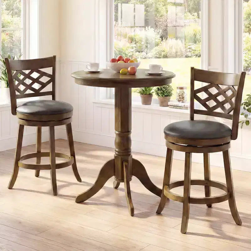 Sgabelli da Bar Altezza Bancone da 66 cm con Struttura in Legno di Gomma, Seduta Imbottita