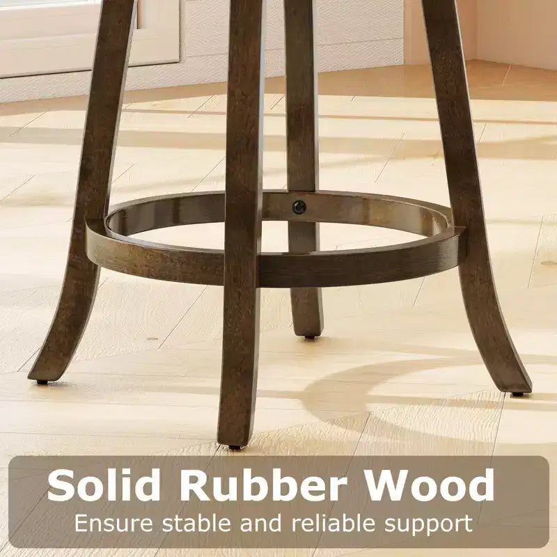 Sgabelli da Bar Altezza Bancone da 66 cm con Struttura in Legno di Gomma, Seduta Imbottita