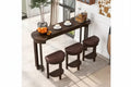 4 Piece Bar Table Set with 3 PU Upholstered Stools, Counter Height Dining Table, Space Saving Breakfast Set for Kitchen, Dining Room, Espresso