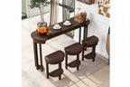 4 Piece Bar Table Set with 3 PU Upholstered Stools, Counter Height Dining Table, Space Saving Breakfast Set for Kitchen, Dining Room, Espresso