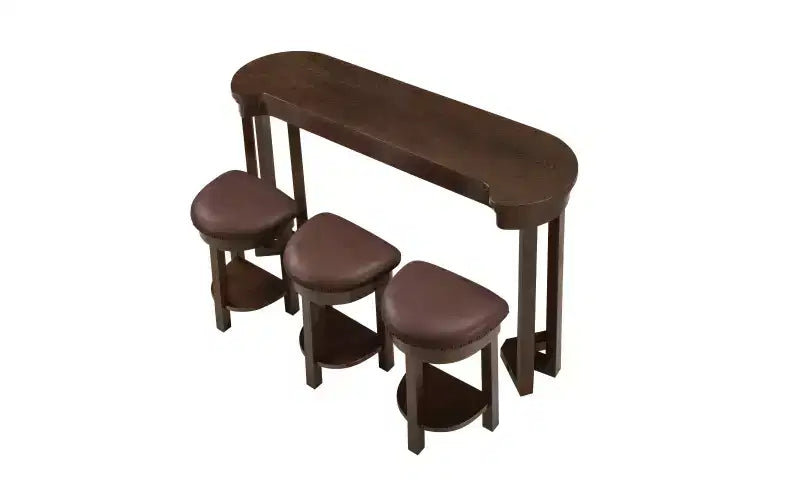 Tavolo da bar con 3 sgabelli rivestiti in PU, tavolo da pranzo altezza bancone, set colazione salvaspazio per cucina, sala da pranzo, espresso
