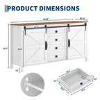 Credenza/Mobile Buffet da 60" in stile rustico con ante scorrevoli a fienile e 4 cassetti