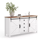 Credenza/Mobile Buffet da 60" in stile rustico con ante scorrevoli a fienile e 4 cassetti