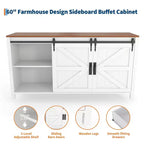 Credenza/Mobile Buffet da 60" in stile rustico con ante scorrevoli a fienile e 4 cassetti