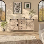 Credenza/Mobile Buffet da 60" in stile rustico con ante scorrevoli a fienile e 4 cassetti