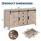 Credenza/Mobile Buffet da 60" in stile rustico con ante scorrevoli a fienile e 4 cassetti