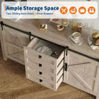 Credenza/Mobile Buffet da 60" in stile rustico con ante scorrevoli a fienile e 4 cassetti