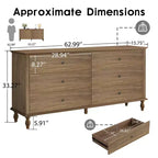 Bashir Modern - Armadio in legno da 63" con 6 cassetti e maniglie in metallo color rame