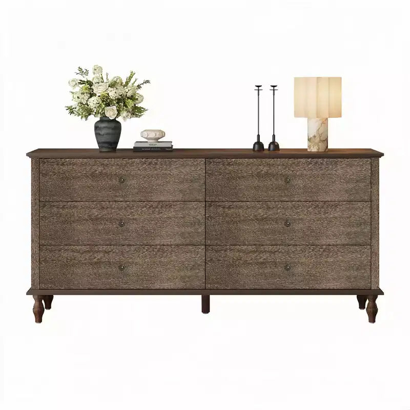 Bashir Modern - Armadio in legno da 63" con 6 cassetti e maniglie in metallo color rame