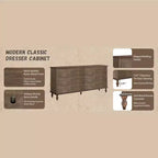Bashir Modern - Armadio in legno da 63" con 6 cassetti e maniglie in metallo color rame