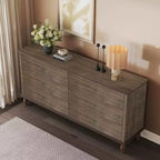Bashir Modern - Armadio in legno da 63" con 6 cassetti e maniglie in metallo color rame