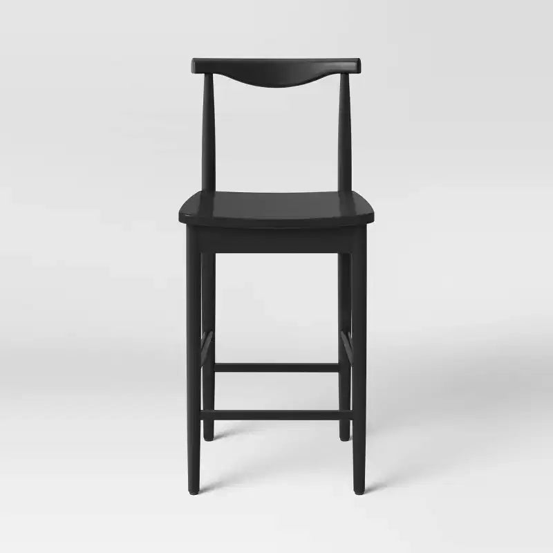 Sgabello da bar Biscoe Wood Counter Height da 23,94" con poggiapiedi nero