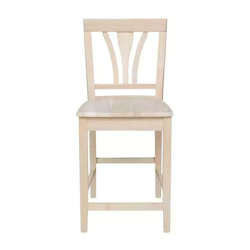 Sgabello da bar "Fanback" da 24" ad altezza bancone non rifinito: Legno di para massiccio, design senza braccioli, capacità 250 libbre