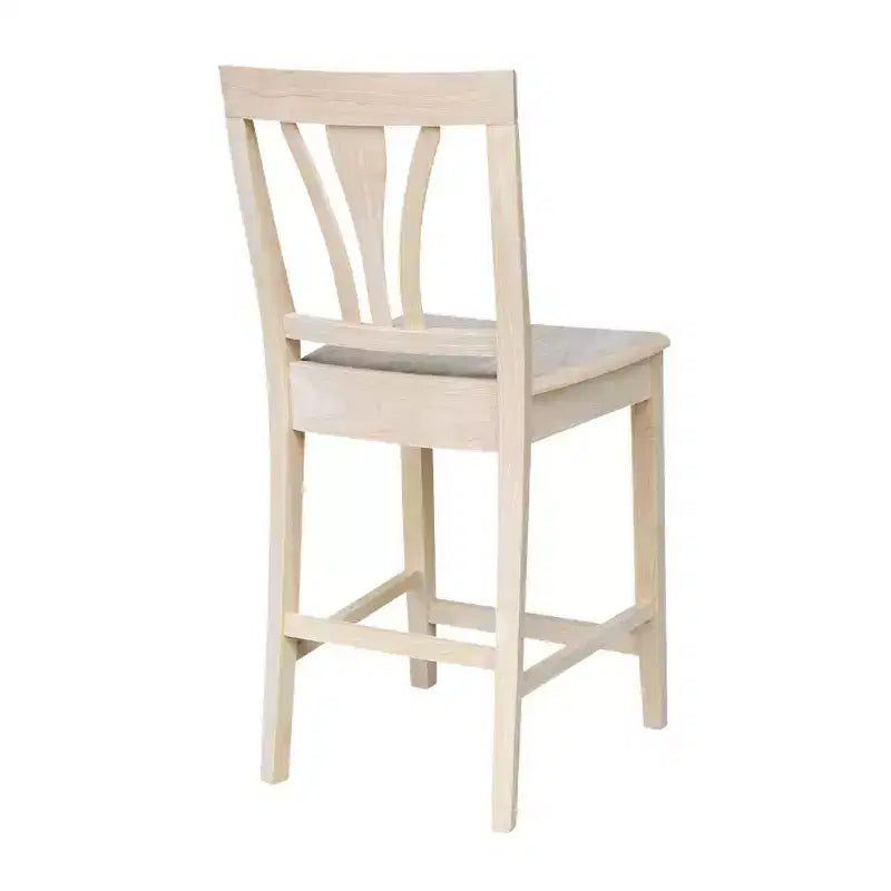 Sgabello da bar "Fanback" da 24" ad altezza bancone non rifinito: Legno di para massiccio, design senza braccioli, capacità 250 libbre