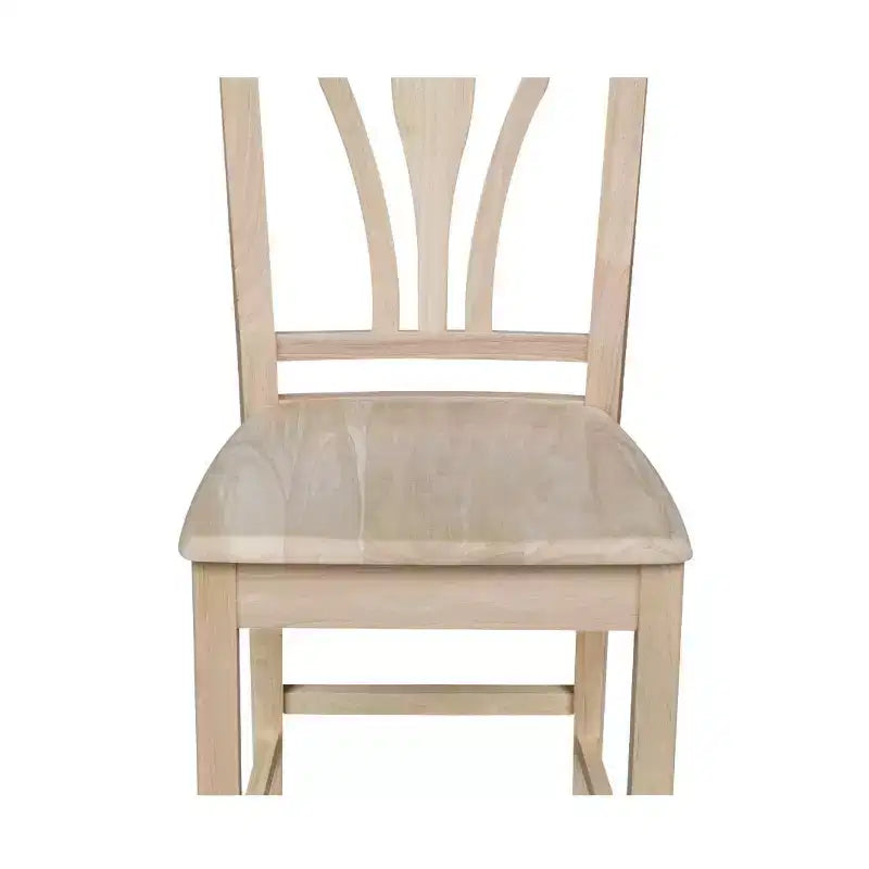 Sgabello da bar "Fanback" da 24" ad altezza bancone non rifinito: Legno di para massiccio, design senza braccioli, capacità 250 libbre