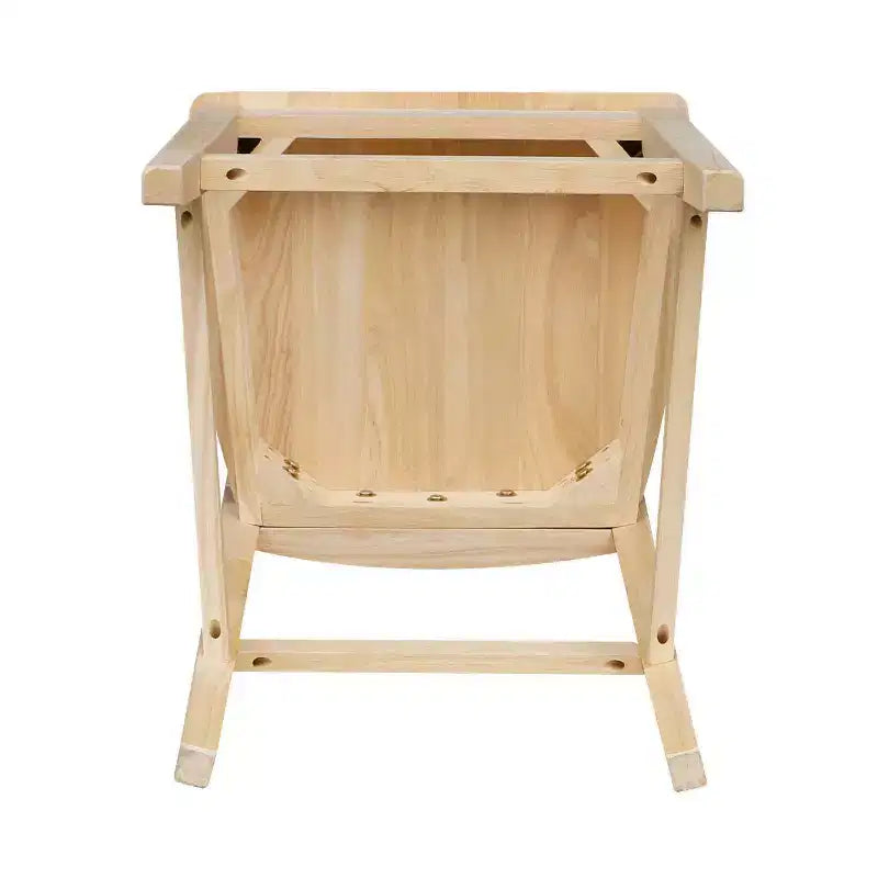 Sgabello da bar "Fanback" da 24" ad altezza bancone non rifinito: Legno di para massiccio, design senza braccioli, capacità 250 libbre
