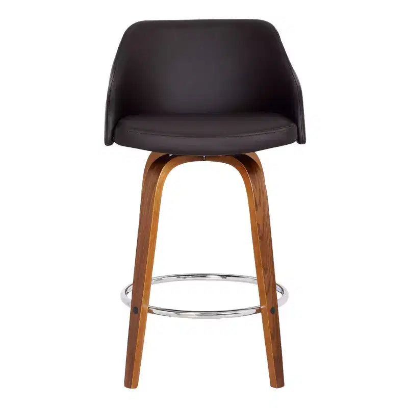 Sgabello da bar girevole alto 30" Alec Noce/Marrone: Moderno metà secolo, regolabile, cromato, similpelle