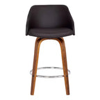 Sgabello da bar girevole alto 30" Alec Noce/Marrone: Moderno metà secolo, regolabile, cromato, similpelle