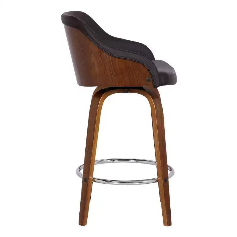 Sgabello da bar girevole alto 30" Alec Noce/Marrone: Moderno metà secolo, regolabile, cromato, similpelle