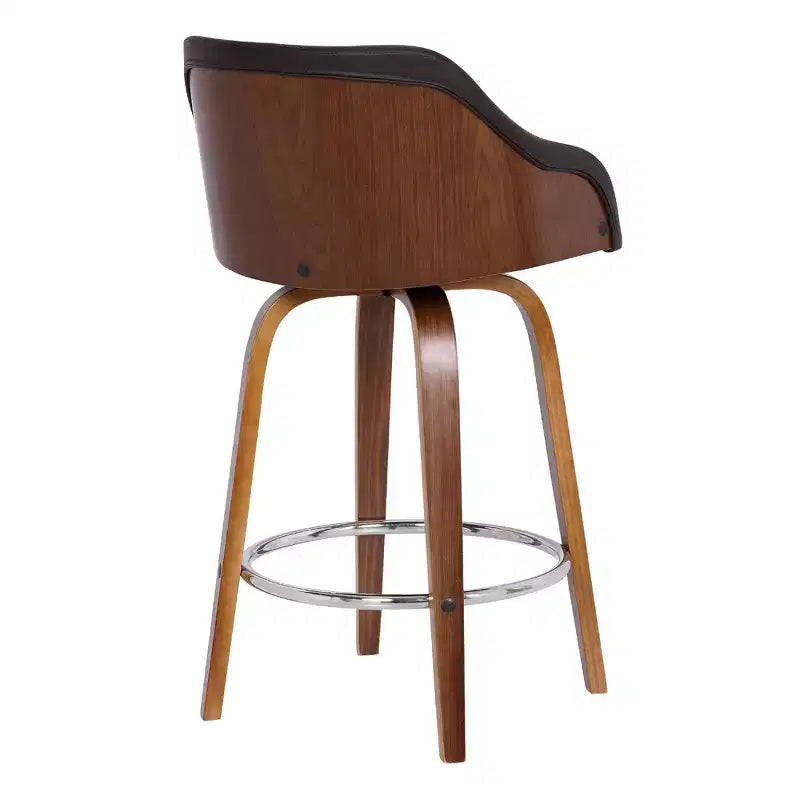 Sgabello da bar girevole alto 30" Alec Noce/Marrone: Moderno metà secolo, regolabile, cromato, similpelle