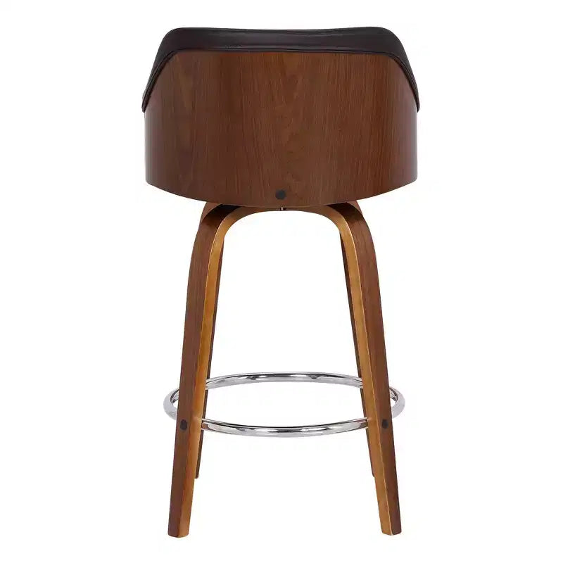 Sgabello da bar girevole alto 30" Alec Noce/Marrone: Moderno metà secolo, regolabile, cromato, similpelle