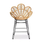 Sgabello da Bar Garan in Rattan e Metallo, Altezza Bancone, Naturale/Nero: Stile Bohemien, Altezza Seduta 62,2 cm