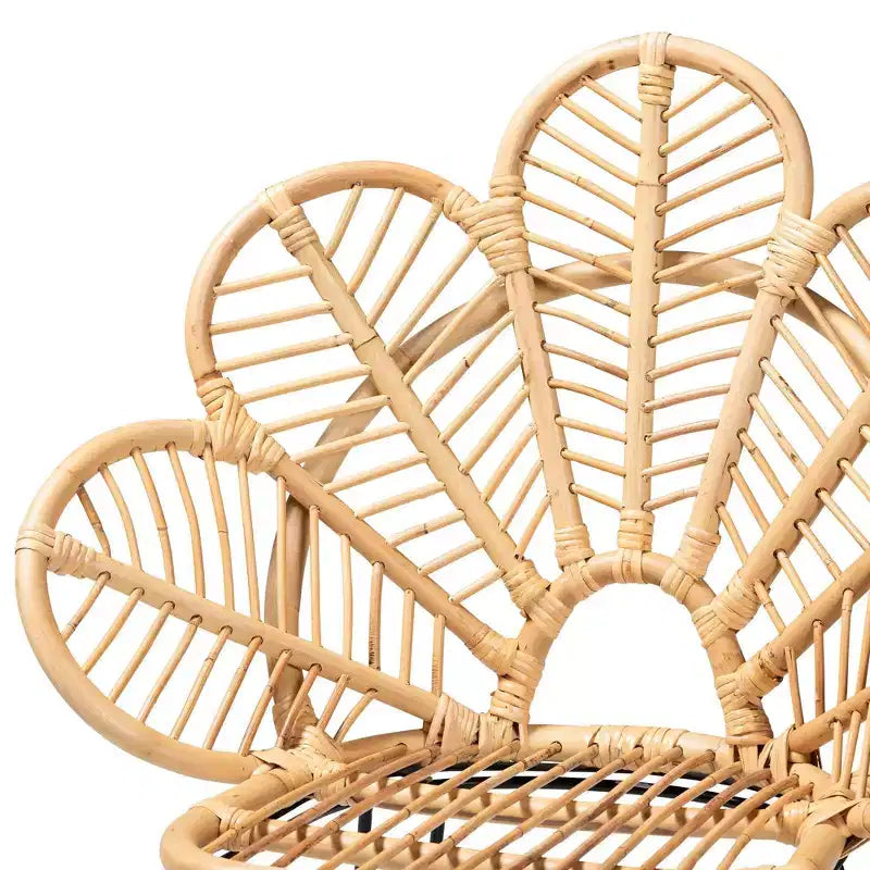 Sgabello da Bar Garan in Rattan e Metallo, Altezza Bancone, Naturale/Nero: Stile Bohemien, Altezza Seduta 62,2 cm