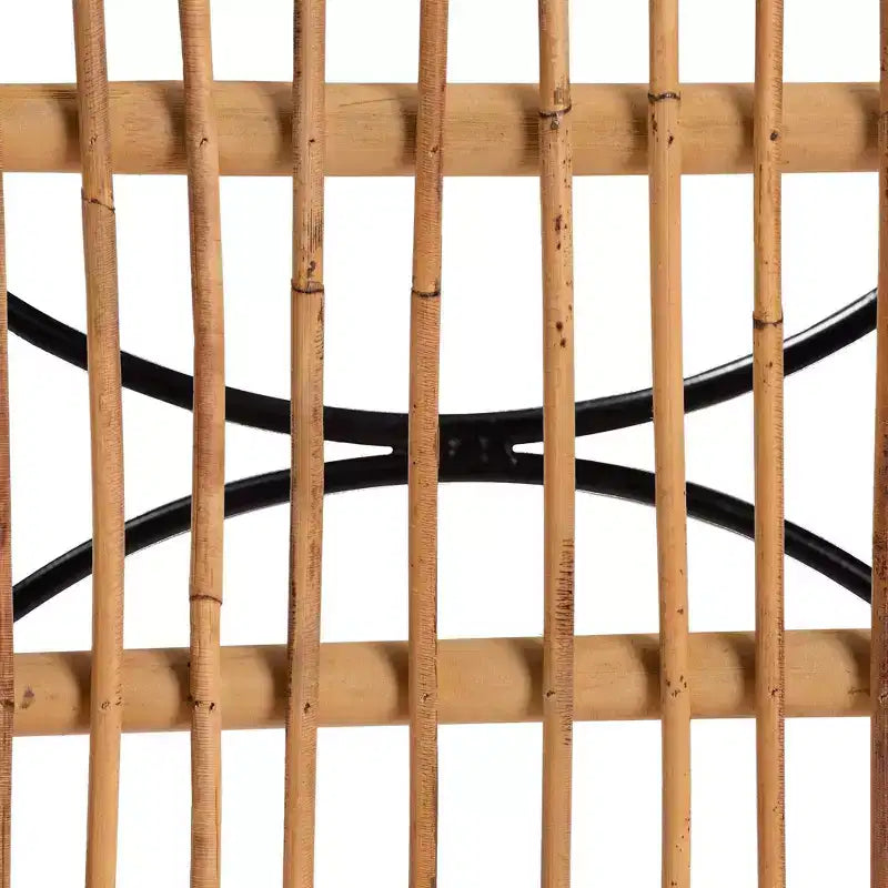 Sgabello da Bar Garan in Rattan e Metallo, Altezza Bancone, Naturale/Nero: Stile Bohemien, Altezza Seduta 62,2 cm