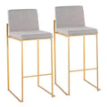 Set of 2 FujiHB Polyester/Steel Barstools Gold/Gray - LumiSource: High Back, Padded, Contemporary Design
