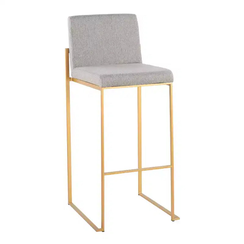Sgabelli FujiHB in Poliestere/Acciaio Oro/Grigio: Schienale Alto, Imbottiti, Design Contemporaneo