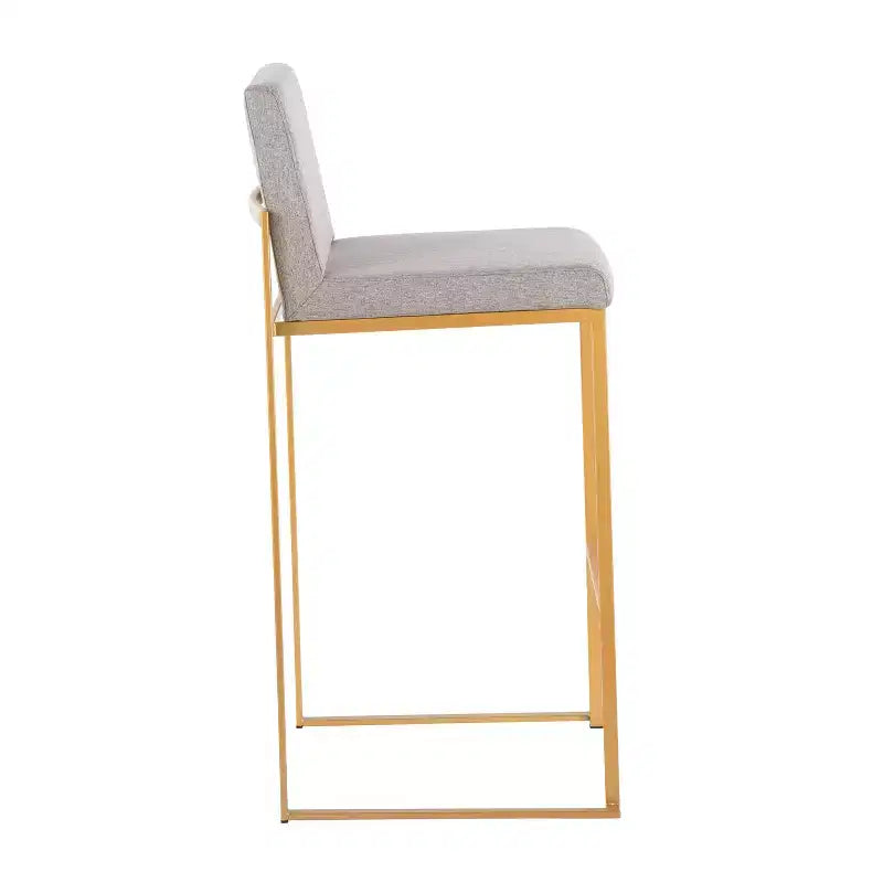 Sgabelli FujiHB in Poliestere/Acciaio Oro/Grigio: Schienale Alto, Imbottiti, Design Contemporaneo