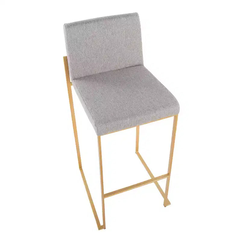 Sgabelli FujiHB in Poliestere/Acciaio Oro/Grigio: Schienale Alto, Imbottiti, Design Contemporaneo