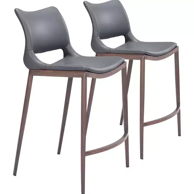 Set of 2 Laval Counter Height Barstool Chairs Dark Gray - ZM Home: Upholstered, Steel Legs, Modern Design