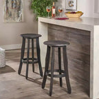 Sgabelli Ruthie Acacia Grigio Scuro: Altezza Fissa 76 cm, Design Senza Schienale